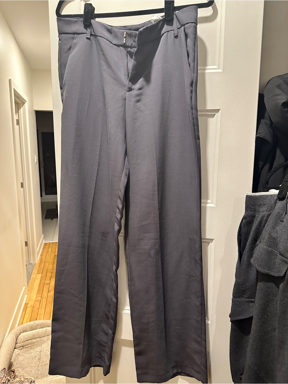 Zara Men's Wide-Leg Dress Pants in Slate Gray